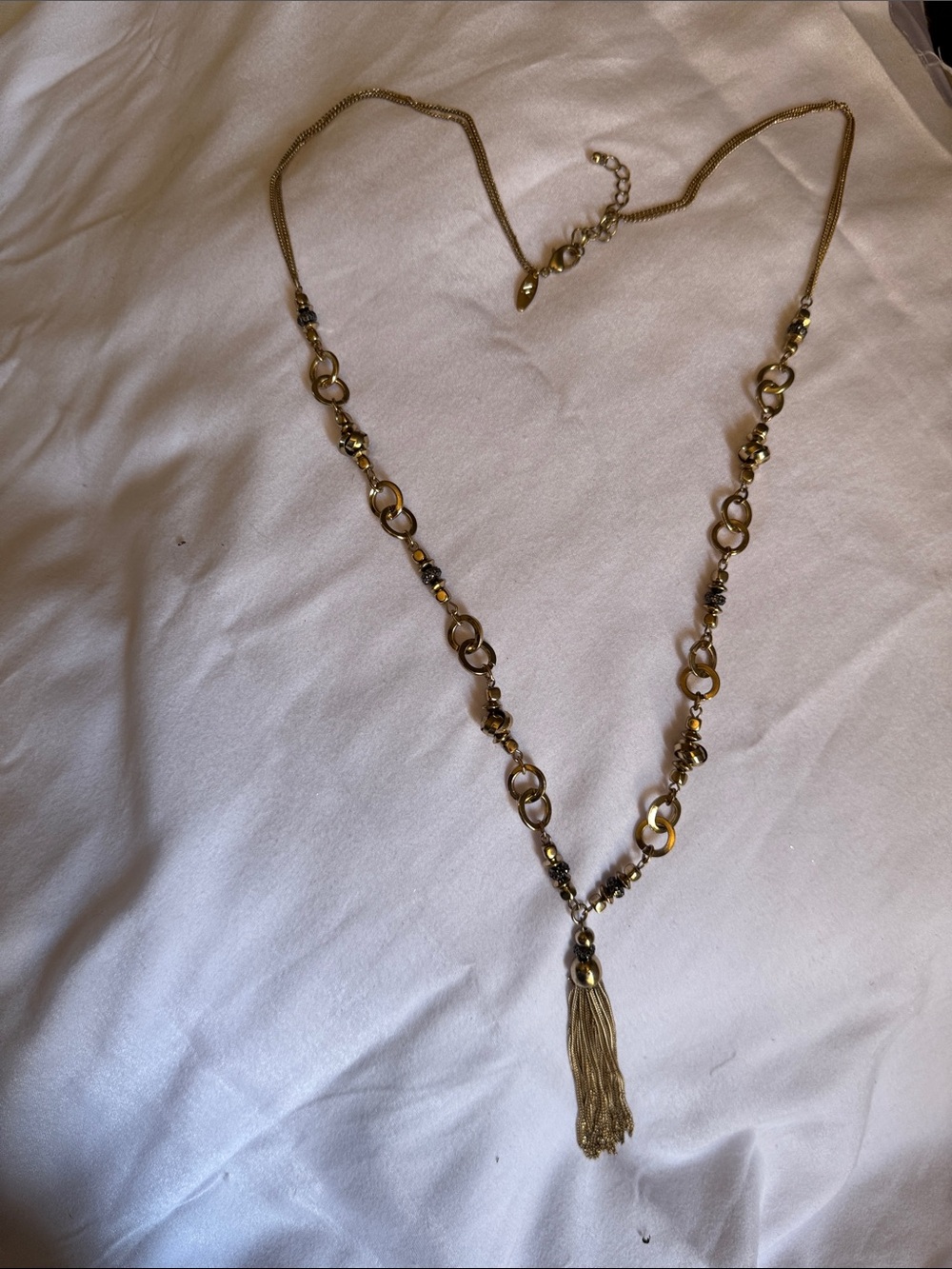 NY Collection Gold-Tone Tassel Link Necklace